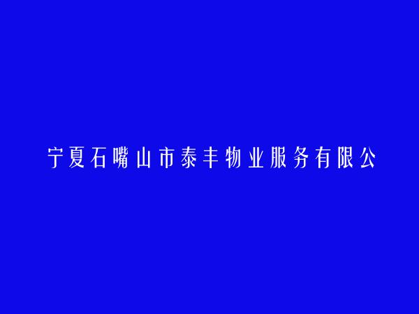 宁夏石嘴山市泰丰物业服务有限公司大武口分公司