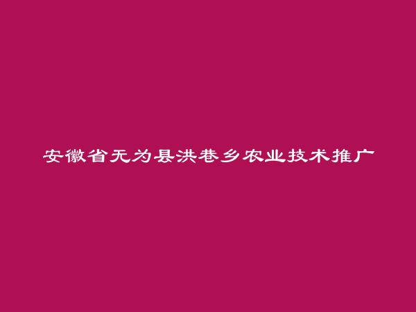 安徽省无为县洪巷乡农业技术推广站简介，地址，联系方式