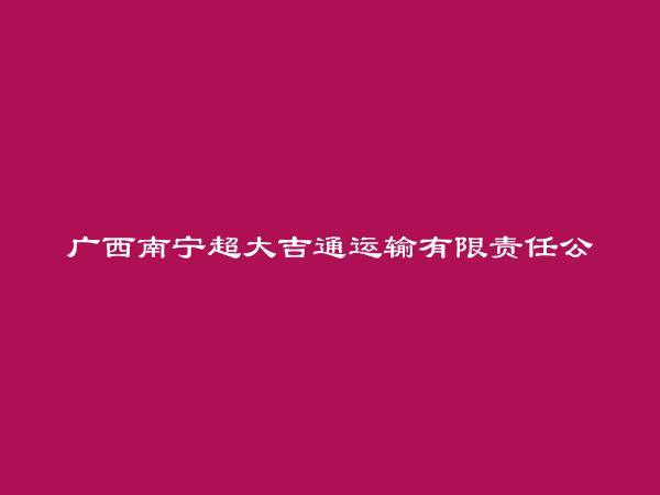 广西南宁超大吉通运输有限责任公司大新分公司简介，地址，联系方式