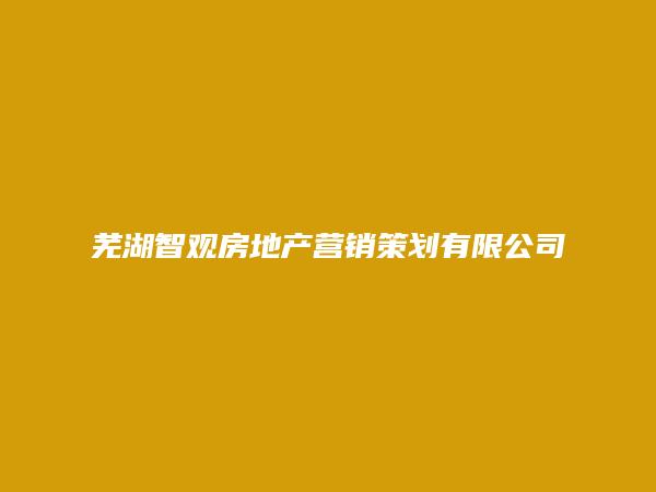 芜湖智观房地产营销策划有限公司