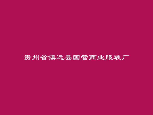 贵州省镇远县国营商业服装厂简介，地址，联系方式